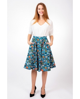 Fit & Flare Woodland Animal Print Skirt, With Pocket - 524B WODLND ANML-4X