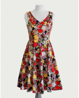 V-Neck Sleeveless Dress In Garden Floral Print