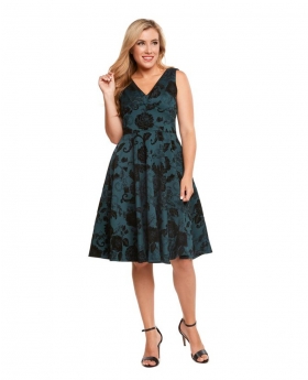 Sleeveless Fit & Flare Dress with Side Pockets-ER3938 MSFP