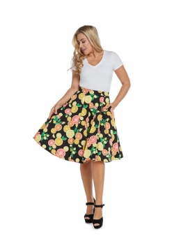 Pleated Midi Citrus Skirt with Side Pockets - B524 CIT