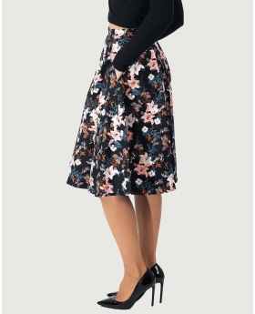 Fit & Flare Skirt in Lily & Butterfly Print W/ Pocket