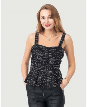 Math Print Top with Fold Over Neck & Sleeveless