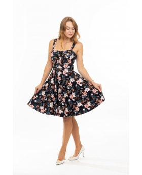Fold-Over Fit & Flare Dress in Butterfly/Floral Padded Bust with Pocket | Eva Rose Clothing