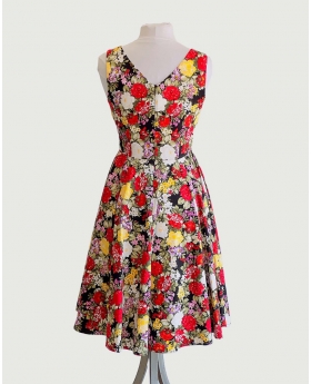 V-Neck Sleeveless Dress In Garden Floral Print