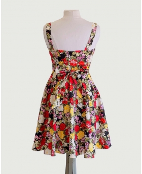 Fold Over Sleeveless Dress W/ Pocket In Garden Floral Print