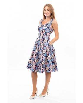 Sleeveless V-Neck Fit & Flare Floral Dress With Pocket