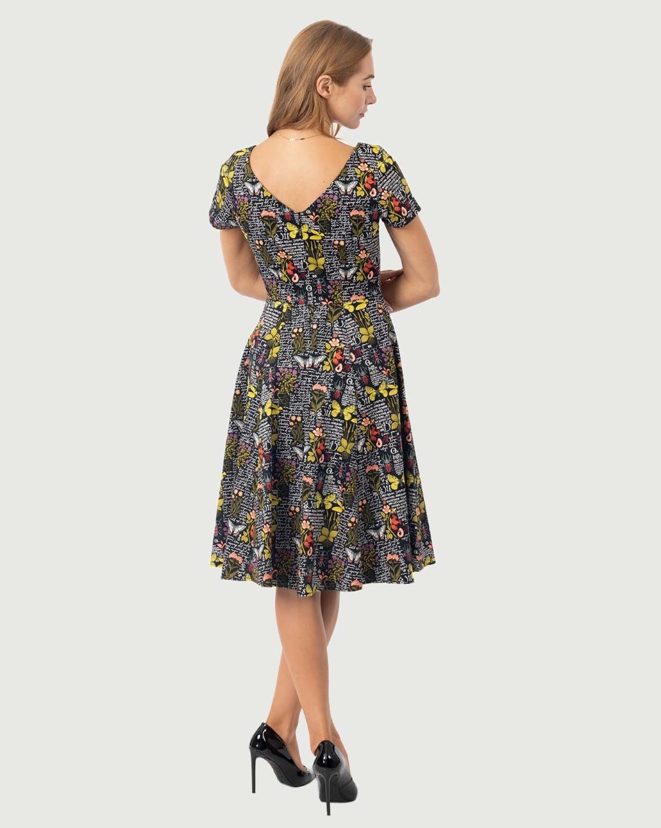 Nautical Print Butterfly Sleeve Dress - Women - Ready-to-Wear